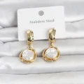 BUĞZ 316L Çelik Gold Renk İnci Detaylı Kadın Küpe