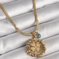 BUĞZ 316L Çelik Gold Renk İtalyan Zincir Dorika Yonca Model Nazar Boncuk Detay Kadın Kolye
