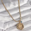 BUĞZ 316L Çelik Gold Renk İtalyan Zincir Dorika Yonca Model Nazar Boncuk Detay Kadın Kolye