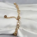 BUĞZ 316L Çelik Gold Renk Kelebek ve Dorikalı Kadın Bileklik - BUĞZ