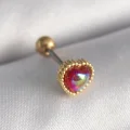 BUĞZ 316L Çelik Gold Renk Kırmızı Mineli Kalp Tragus Piercing