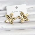 BUĞZ 316L Çelik Gold Renk Lotus Çiçeği Model Kadın Küpe