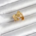 BUĞZ 316L Çelik Gold Renk Lotus Model Kadın Yüzük