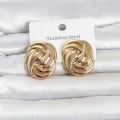 BUĞZ 316L Çelik Gold Renk Motif Desen Model Kadın Küpe
