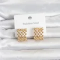 BUĞZ 316L Çelik Gold Renk Motif Desenli Halka Kadın Küpe
