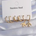 BUĞZ 316L Çelik Gold Renk Oval Tasarım Kuş Model Küpe Seti