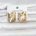BUĞZ 316L Çelik Gold Renk Plaka Model Kadın Küpe