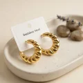BUĞZ 316L Çelik Gold Renk Retro Model Kalın Gövdeli Küpe