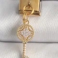 BUĞZ 316L Çelik Gold Renk Sallantı Zirkon Taşlı Anahtar Model Nomination Charm