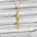 BUĞZ 316L Çelik Gold Renk Şans Kolyesi Y Model Zirkon Taşlı Kadın Kolye