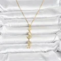 BUĞZ 316L Çelik Gold Renk Şans Kolyesi Y Model Zirkon Taşlı Kadın Kolye - BUĞZ