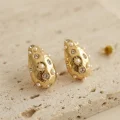 BUĞZ 316L Çelik Gold Renk Taşlı Damla Model Küpe - BUĞZ