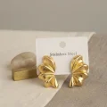 BUĞZ 316L Çelik Gold Renk Vintage 3D Dalgalı Model Küpe