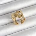 BUĞZ 316L Çelik Gold Renk Yelpaze Model Kadın Yüzük