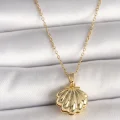 BUĞZ 316L Çelik Gold Renk Zincir Açılır İncili Midye Model Kadın Kolye