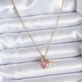 BUĞZ 316L Çelik Gold Renk Zincir Pembe Kristal Kalp Model Zirkon Taş Detay Kadın Kolye