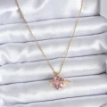BUĞZ 316L Çelik Gold Renk Zincir Pembe Kristal Kalp Model Zirkon Taş Detay Kadın Kolye - Lisinya