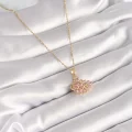 BUĞZ 316L Çelik Gold Renk Zincir Pembe Zirkon Taşlı Kuğu Model Kadın Kolye