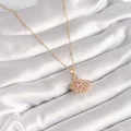 BUĞZ 316L Çelik Gold Renk Zincir Pembe Zirkon Taşlı Kuğu Model Kadın Kolye - BUĞZ