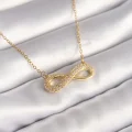 BUĞZ 316L Çelik Gold Renk Zincir Zirkon Taşlı Sonsuzluk Model Kadın Kolye