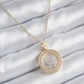 BUĞZ 316L Çelik Gold Renk Zirkon Taş Detay Ay Yıldız Fanus Model Kadın Kolye