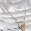 BUĞZ 316L Çelik Gold Renk Zirkon Taşlı Detaylı Kalp Fidan Model Kadın Kolye - Lisinya