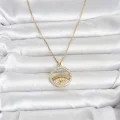 BUĞZ 316L Çelik Gold Renk Zirkon Taşlı Göz Model Kadın Kolye - BUĞZ