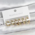 BUĞZ 316L Çelik Gold Renk Zirkon Taşlı Halka Model Kadın Küpe Seti