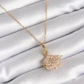BUĞZ 316L Çelik Gold Renk Zirkon Taşlı Kuğu Model Kadın Kolye