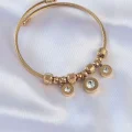 BUĞZ 316L Çelik Gold Renk Zirkon Taşlı Model Charm Bileklik
