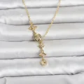 BUĞZ 316L Çelik Gold Renk Zirkon Taşlı Y Kadın Kolye