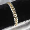 BUĞZ 316L Çelik Gold ve Gümüş Renk 9 mm Kalınlık Erkek Bileklik