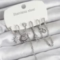 BUĞZ 316L Çelik Gümüş Renk 6lı Set Charmlı Kadın Küpe