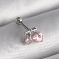 BUĞZ 316L Çelik Gümüş Renk Pembe Zirkon Taşlı Kalp Tragus Piercing