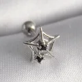 BUĞZ 316L Çelik Gümüş Renk Siyah Zirkon Taş Detay Örümcek Ağ Model Tragus Piercing