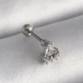BUĞZ 316L Çelik Gümüş Renk Üçgen Zirkon Taşlı Tragus Piercing