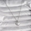 BUĞZ 316L Çelik Gümüş Renk Zincir 3D İnci Kalp Model Kadın Kolye
