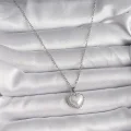 BUĞZ 316L Çelik Gümüş Renk Zincir 3D İnci Kalp Model Kadın Kolye - Lisinya