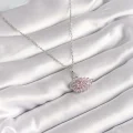 BUĞZ 316L Çelik Gümüş Renk Zincir Pembe Zirkon Taşlı Kuğu Model Kadın Kolye