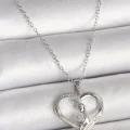 BUĞZ 316L Çelik Gümüş Renk Zincir Zirkon Taş Detaylı Kalp Model Kadın Kolye
