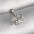 BUĞZ 316L Çelik Gümüş Renk Zirkon Taş Detay Kurdele Model Tragus Piercing
