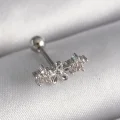 BUĞZ 316L Çelik Gümüş Renk Zirkon Taşlı Çiçek Tragus Piercing