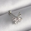 BUĞZ 316L Çelik Gümüş Renk Zirkon Taşlı Kelebek Tragus Piercing