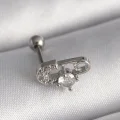 BUĞZ 316L Çelik Gümüş Renk Zirkon Taşlı Toplu İğne Tragus Piercing