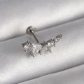 BUĞZ 316L Çelik Gümüş Renk Zirkon Taşlı Tragus Piercing