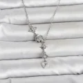 BUĞZ 316L Çelik Gümüş Renk Zirkon Taşlı Y Kadın Kolye