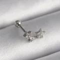 BUĞZ 316L Çelik Gümüş Renk Zirkon Taşlı Yıldız Tragus Piercing