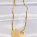 BUĞZ 316L Çelik İtalyan Zincir Altın Renk Düz Plaka Kalp Kolye - Lisinya