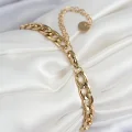 BUĞZ 316L Çelik Nazar Boncuk Detaylı Yonca Model Gold Renk Kadın Bileklik - BUĞZ