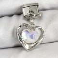 BUĞZ 316L Çelik Sallantılı Zirkon Taşlı Kalp Model Gümüş Renk Nomination Charm